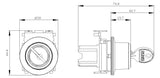 SIEMENS Schlüsselschalter 2stuf rechteck 3SU1060-4LF21-0AA0  30mm 38x42,5mm