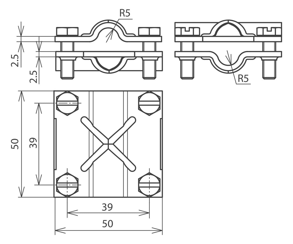 DEHN SE Kreuzverbinder ST f/vz  10mm KS 8.10 8.10 FL30 OV STTZN Sechskantschr