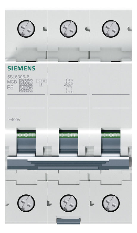 SIEMENS Leitungsschutzschalter UC B 6A 5SL6306-6 3p 400V 3TE 50Hz IP20