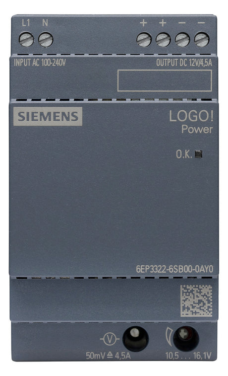 SIEMENS Gleichstromversorgung REG 12V LOGO! 6EP3322-6SB00-0AY0 54W 100-240VUC