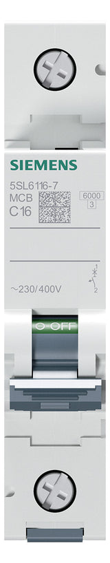 SIEMENS Leitungsschutzschalter UC C 16A 5SL6116-7 1p 400V 1TE 50Hz IP20