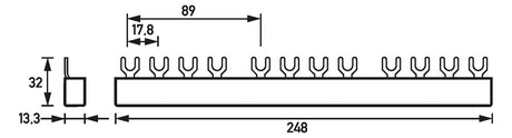 DOEPKE Phasenschiene 3+N 17,5mm 248mm EV-S G 4+S.14.16 16qmm 80A Gabel isol