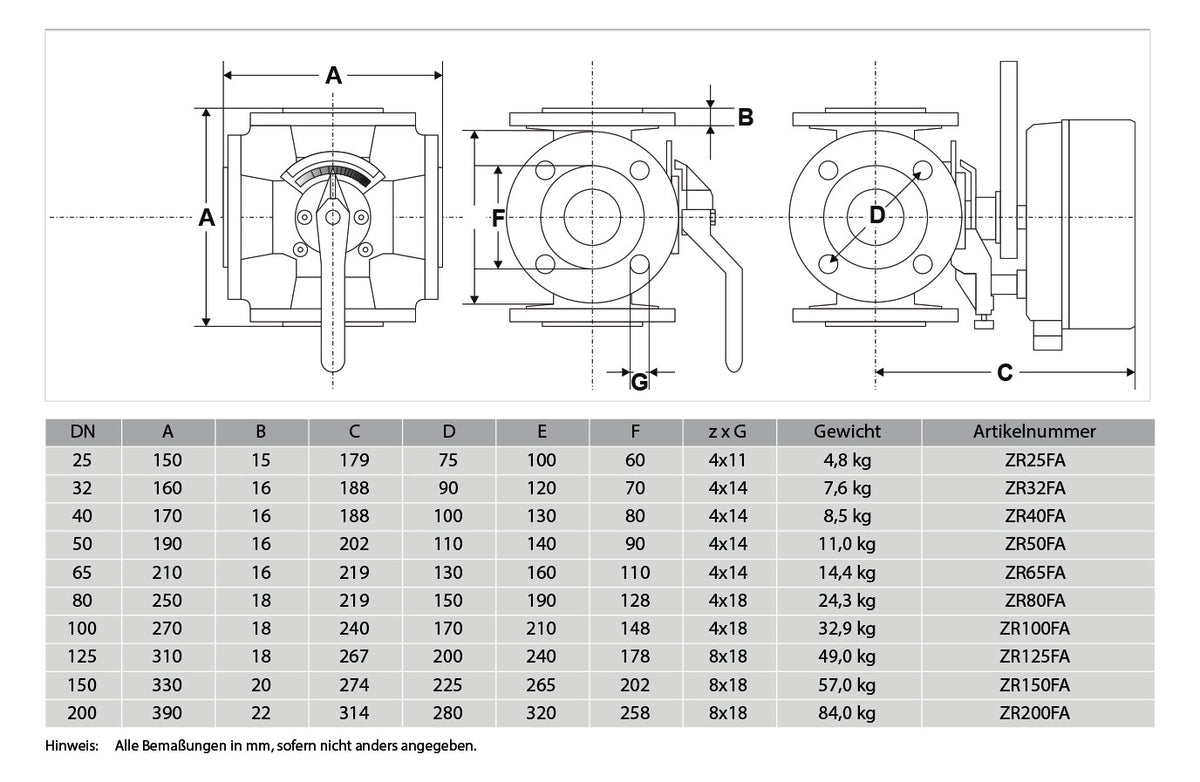 HONEYWELL-Vierwege-Mischer Typ ZR 150 FA PN 6 Flanschausführung, DN 150