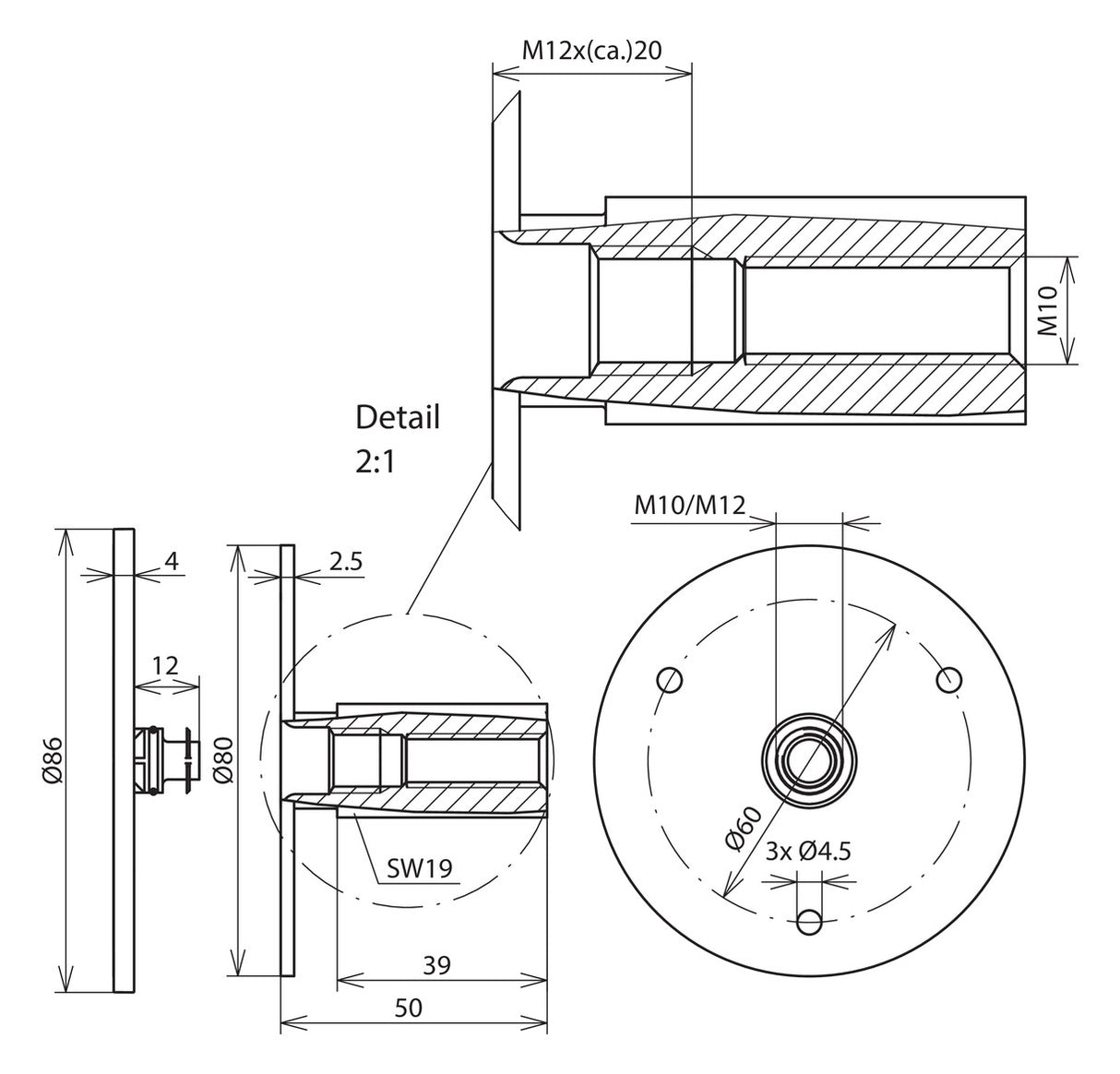 DEHN SE Erdungsfestpunkt M10 V4A  80mm EFPM M10 12 V4A 50mm