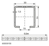 Walraven Montageschiene RapidRail 30x15 0,5m C-Profil sv | 650530150