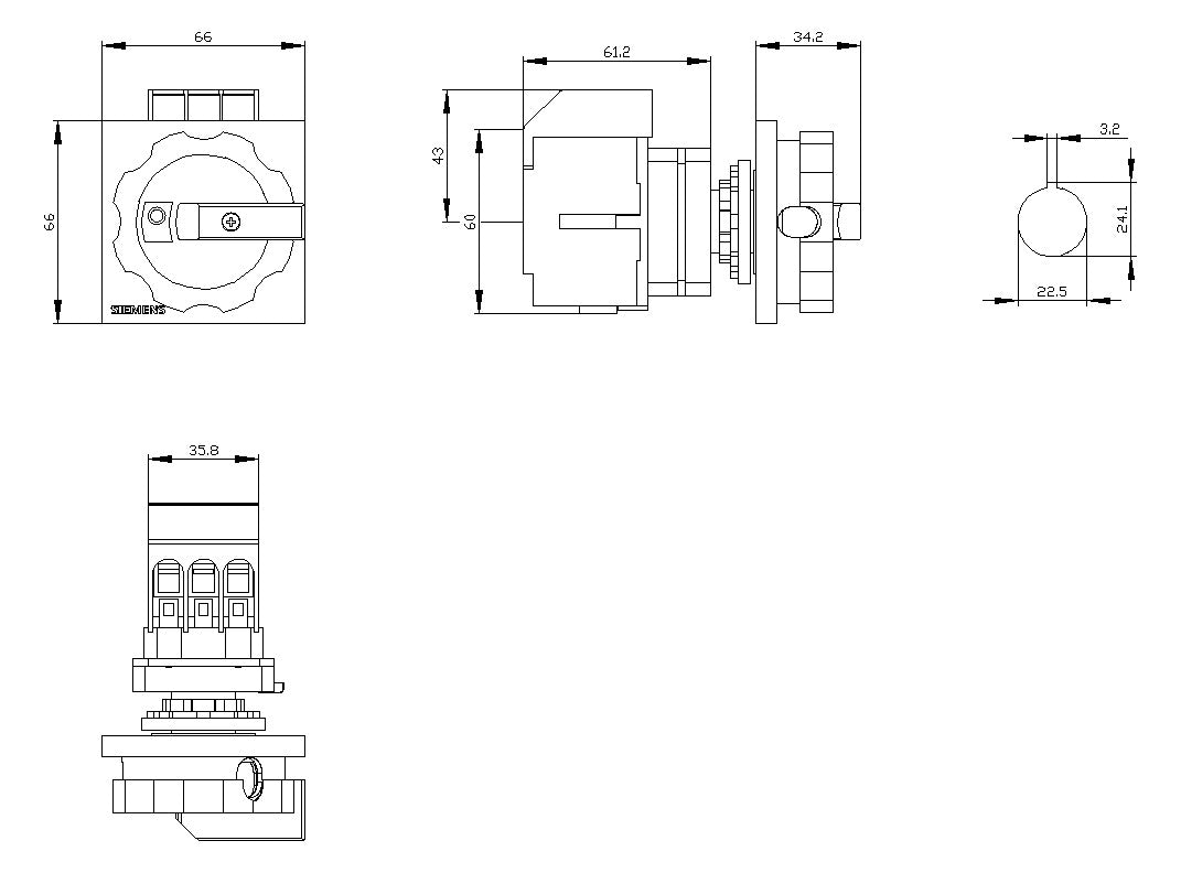 SIEMENS Hauptschalter 16A 3p IP65 m.Geh 3LD3054-0TK53 Wart/Rep SichSchalt