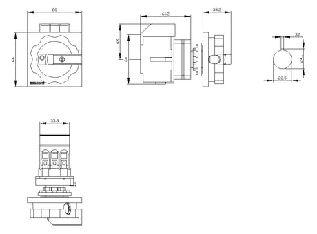 SIEMENS Hauptschalter 16A 3p IP65 m.Geh 3LD3054-0TK53 Wart/Rep SichSchalt