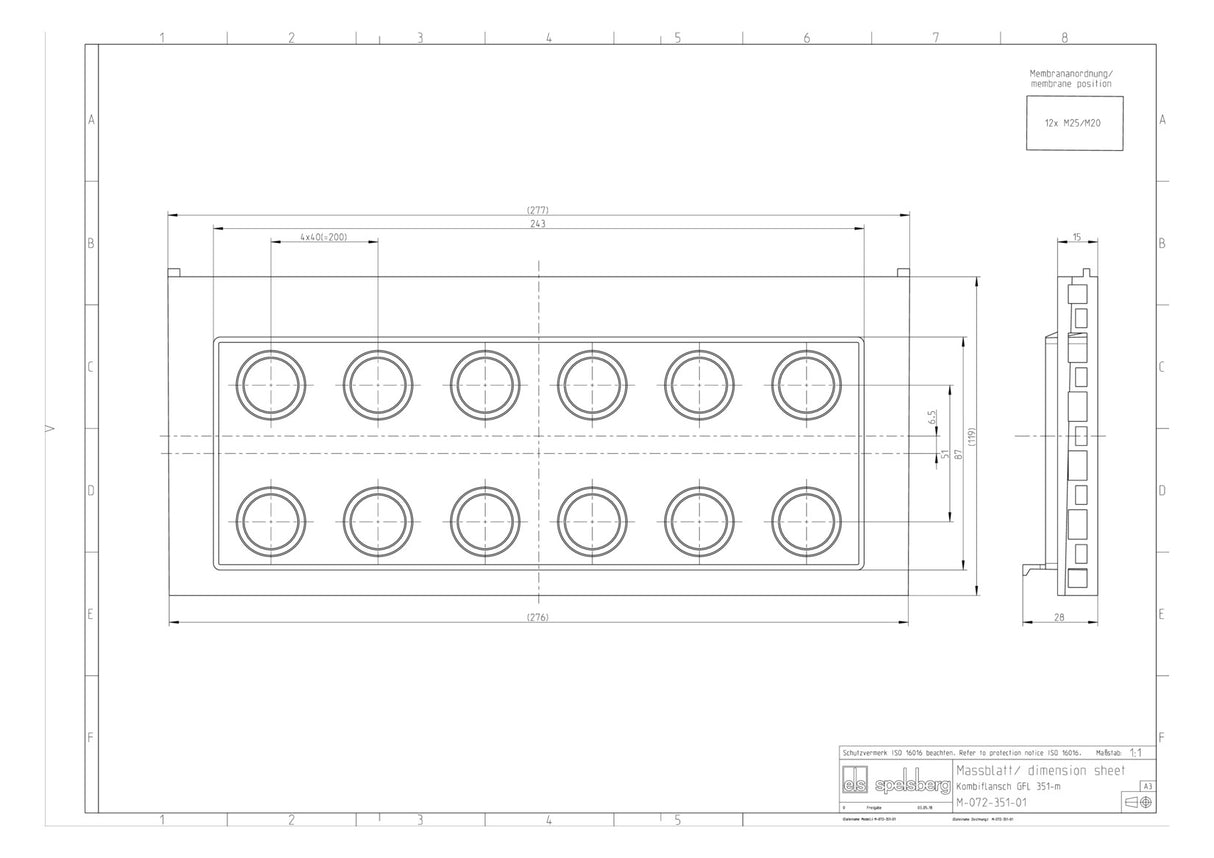 SPELSBERG Einführungsflansch Kst unbeh GFL 351-m 320x119mm Kabelverschr