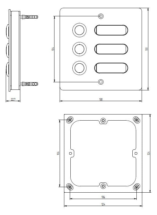 GROTHE Klingeltaster VA edst AP rechteck ETA 503 V2A AP m.Bel m.NamSchild 19mm