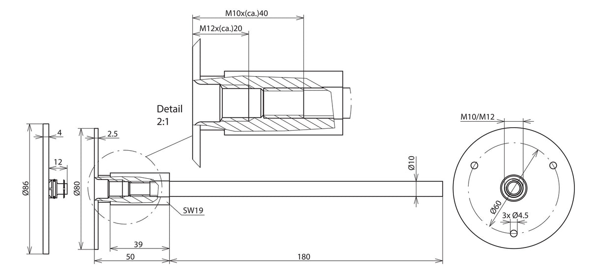 DEHN SE Erdungsfestpunkt M10 V4A 180mm EFPM M10 12 V4A L230 V2A  80mm 230mm