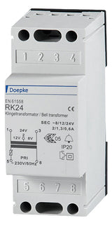 DOEPKE Klingeltransformator 230V REG 2TE RK 24 8/12/24V 2/1,3/0,6A