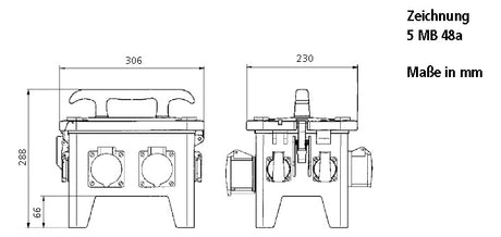 MENNEKES CEE-Kombi Gummi ge IP44 4Steckd EverGUM 70410 2x16A5p400V LS-Schalter