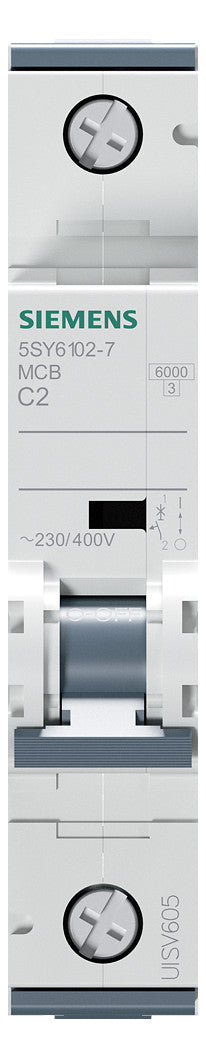 SIEMENS Leitungsschutzschalter UC C 2A 5SY6102-7 1p 400V 1TE 50Hz IP20