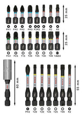 BOSCH-EW Bit-Set 24St Magnethalter 5xPH SCHRAUBERBIT-SA 2xPZ 10xTX 1xSchlitz