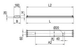 RIDI LED-Wannenleuchte 30W ws Konv WL-R1X115/30ND-P