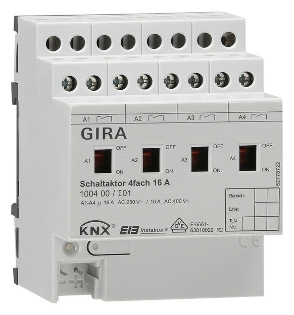 GIRA Schaltaktor KNX REG 4TE 4f 16A 100400 3600W 230-400V Handbedien