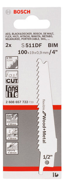 BOSCH-EW Säbelsägeblatt 100mm Holz Kst 2608657722 Stahl