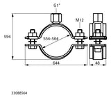 Walraven Schwerlastschelle HD500 BUP 554-564 mm 1 Zoll Zweischraubenschelle | 33088564
