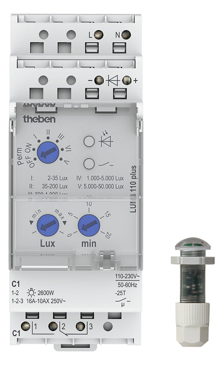 THEBEN Dämmerungsschalter REG 1W 2600W LUNA 110 plus EL 1200s/ein 1200s/aus