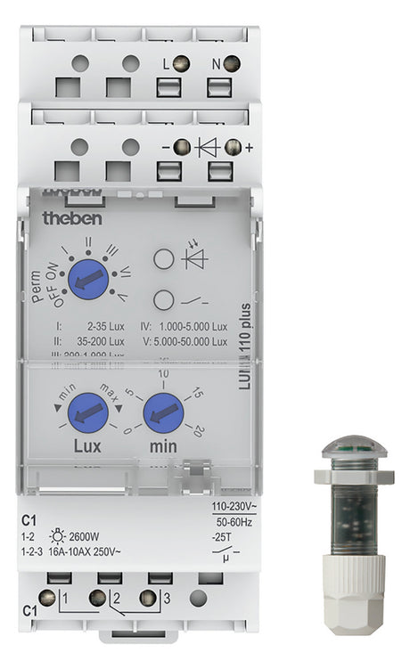 THEBEN Dämmerungsschalter REG 1W 2600W LUNA 110 plus EL 1200s/ein 1200s/aus