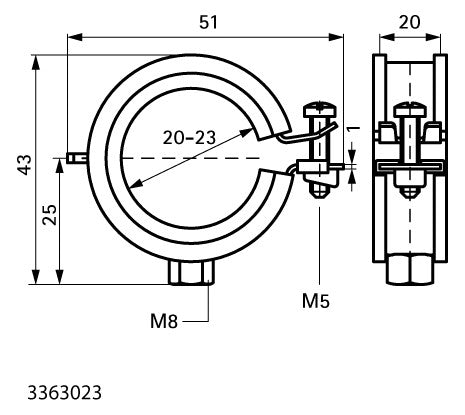 WALRAVEN Rohrschelle KSB1 ev 20-23 mm EPDM M8 Einschraubenschelle