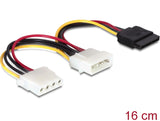 Delock Stromkabel 4 Pin Stecker zu SATA 15 Pin Buchse + 4 Pin Buchse