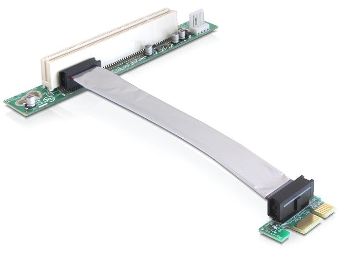 Delock Riser Karte PCI Express x1 > 1 x PCI mit flexiblem Kabel 13 cm links gerichtet