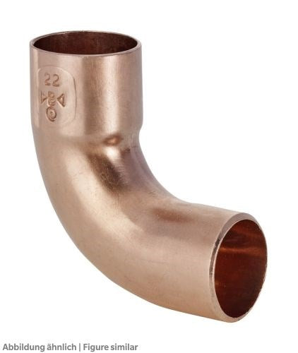 Bogen 90 Grad kurz 5001a 108mm löt i/a Kupfer