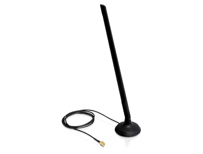 Delock WLAN 802.11 b/g/n Antenne RP-SMA 7 dBi omnidirektional Gelenk mit magnetischem Standfuß