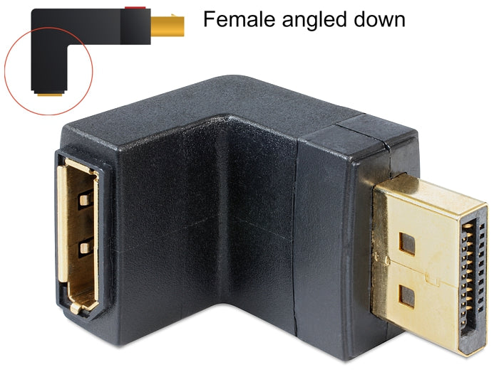 Delock Adapter DisplayPort Stecker > DisplayPort Buchse gewinkelt unten