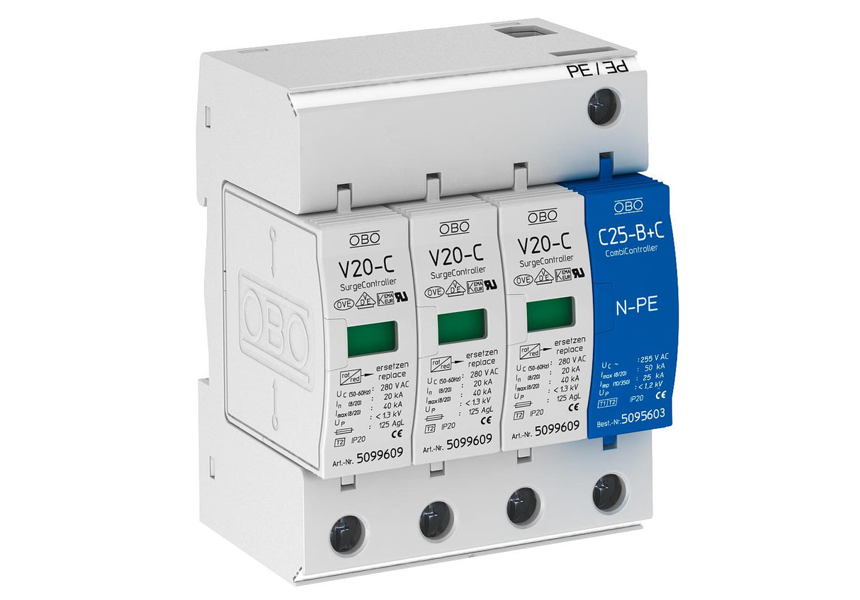 BETTERMANN Überspannungsableiter 230VAC V20-C 3+NPE-280 Netzform- 230VDC 1,3kV