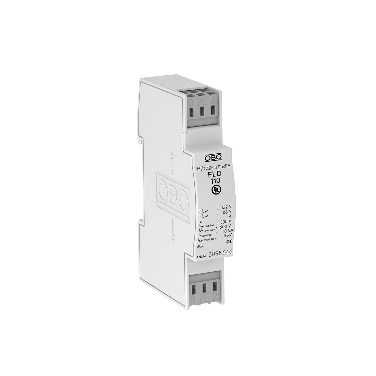 BETTERMANN Ableiter Typ3 0-86VAC 1A TS35 FLD 110 0-122VDC Klemme 300Va-a 600Va-e