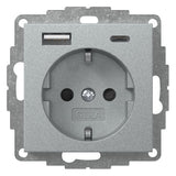 GIRA Steckdose 1f alu 1USB-A 1USB-C UP System 55 245926 USB IP20
