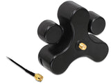 Delock Antennenfuß RP-SMA Buchse zu RP-SMA Stecker mit Anschlusskabel RG-174 1 m schwarz
