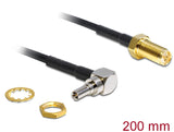 Delock Antennenkabel RP-SMA Buchse zum Einbau zu CRC-9 Stecker 90° 200 mm