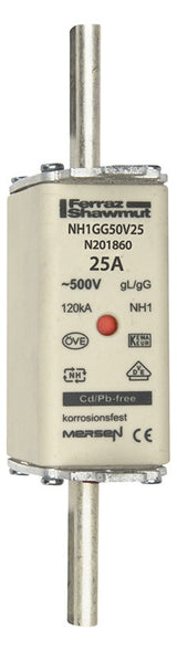 MERSEN NH-Sicherungseinsatz 25A NH1 gG NH1GG50V25 500VAC Kombik