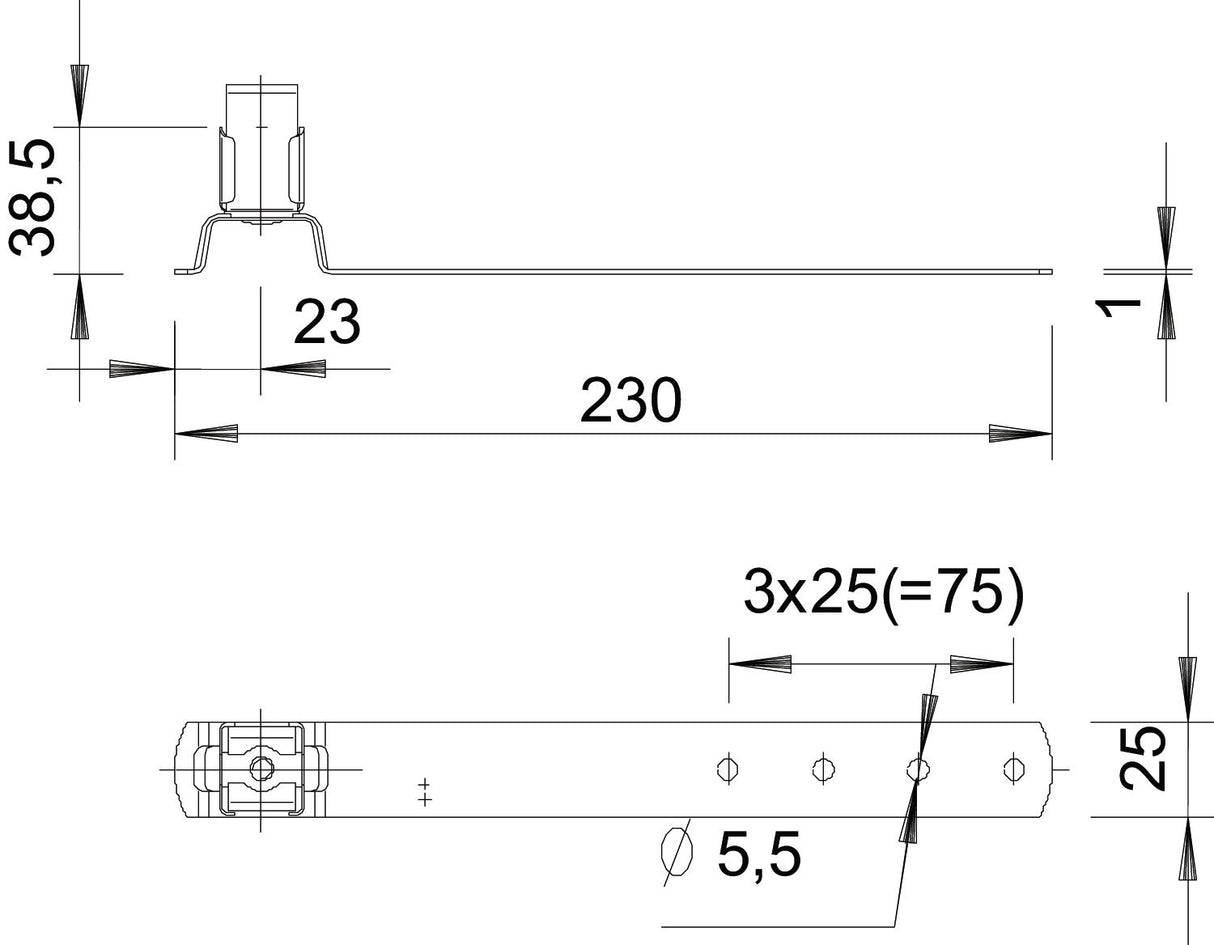 BETTERMANN Dachleitungshalter 8mm V2A 157 F-VA 230 Schrägd m.Clip schraub
