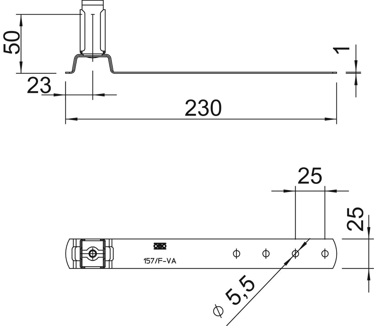 BETTERMANN Dachleitungshalter 8mm V2A 157 F-VA 230 35 Schrägd m.Clip schraub