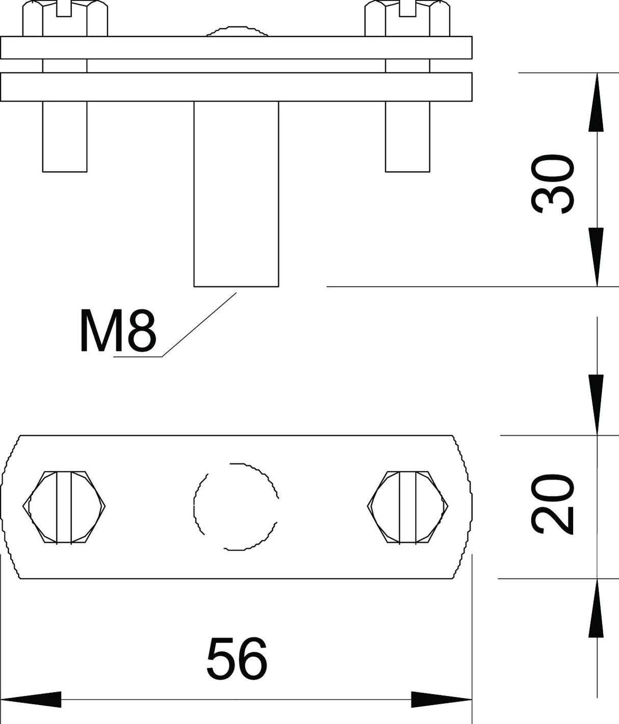 BETTERMANN Leitungshalter Blitzsch M8 168 DIN 30 m.Schraubsch Bohrung/m.Gew