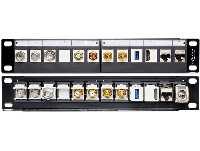 Delock 10″ Keystone Patchpanel 12 Port schwarz