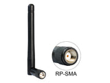 Delock WLAN 802.11 b/g/n Antenne RP-SMA Stecker 2 dBi omnidirektional mit Kippgelenk schwarz