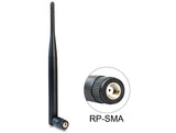 Delock WLAN 802.11 b/g/n Antenne RP-SMA Stecker 5 dBi omnidirektional mit Kippgelenk schwarz