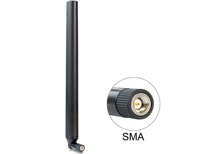 Delock LTE Antenne SMA Stecker 0,1 - 4,5 dBi omnidirektional mit Kippgelenk schwarz