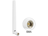 Delock LTE Antenne SMA Stecker 1 - 2,5 dBi omnidirektional mit Kippgelenk weiß