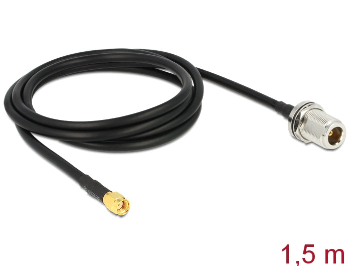 Delock Antennenkabel RP-SMA Stecker > N Buchse zum Einbau 1,5 m