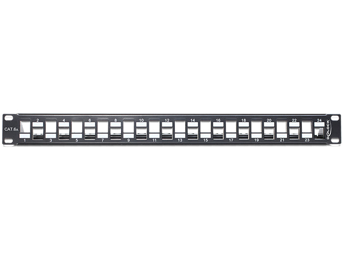 Delock 19″ Keystone Patchpanel 24 Port abgestuft schwarz