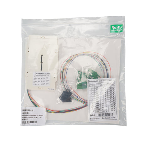 Bestückte Spleißkassette mit farbigen abgesetzten Pigtails SC/APC OS2 - 53100.213