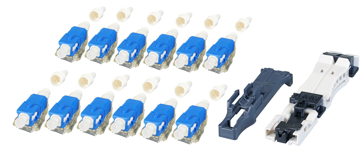 12er Set feldkonfektionierbare SC Steckverbinder OS2 blau, mit Faserhalter - 53199.1