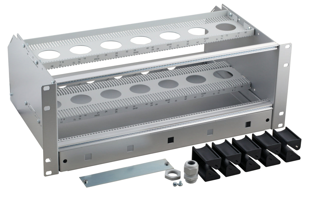 Baugruppenträger 19" 84TE/3HE plus 1HE Kabelüberlängenfach - 53711.1