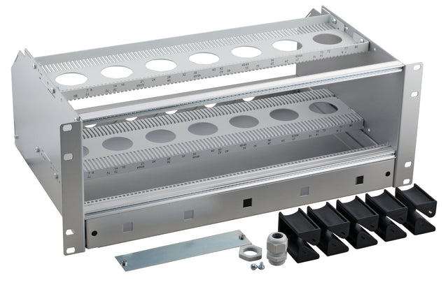 Baugruppenträger 19" 84TE/3HE plus 1HE Kabelüberlängenfach - 53711.1